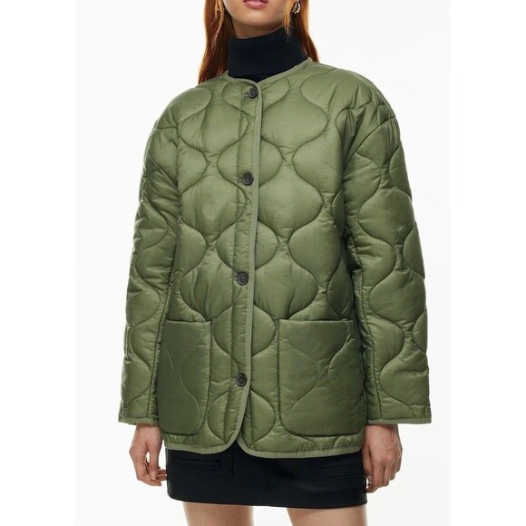 Babaton Aritzia Oversized Quilted Evergreen Lightweight Jacket Size Large - Picture 4 of 15